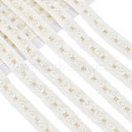 5Yards Polyester Lace Ribbons, with Plastic Imitation Pearl Beads, Beige, 7/8 inch(22mm)(OCOR-GF0006-23)