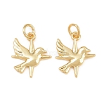 Brass Pendants, Bird Charms, Long-Lasting Plated, Rack Plating, Lead Free & Cadmium Free, Real 18K Gold Plated, 15x13x1.5mm, Hole: 3.5mm(KK-L275-58G-01)