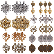 60Pcs 10 Styles Tibetan Style Alloy Connector Charms, Mixed Shapes, Mixed Color, 16.5~41x10~28x1~3mm, Hole: 1~3mm, 6pcs/style(FIND-SC0003-35)