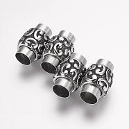 304 Stainless Steel Magnetic Clasps with Glue-in Ends, Column, Antique Silver, 20x13.5mm, Hole: 8mm(STAS-F124-05AS)