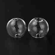 Handmade Two Holes Blown Glass Globe Beads, Round, for DIY Wish Bottle Pendants Glass Beads, Clear, 25mm, Hole: 2mm(FIND-WH0104-03H)