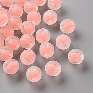 Transparent Acrylic Beads, Frosted, Bead in Bead, Pumpkin, Salmon, 11x11.5mm, Hole: 2mm, about 550pcs/500g(TACR-S152-07C-SS2109)