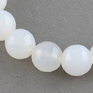 Dyed Natural Multi-Color Agate Beads Strands, Faceted Round, White, 6mm, Hole: 1mm, about 61~62pcs/strand, 14.37 inch(36.5cm)(G-R177-6mm-12-01)