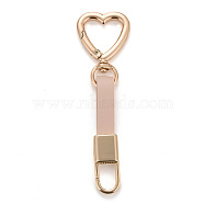 PU Leather Keychains, with Light Gold Alloy Finding, Heart, Wheat, 10.2cm(KEYC-B041-01A)