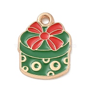 Christmas Alloy Enamel Pendants, Golden, Box, 17.5x13x1.3mm, Hole: 1.6mm(ENAM-K074-01G-05)