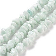Natural Glass Beads Strands, Nuggets, Aqua, 10~13x10~11x5~5.5mm, Hole: 1mm, about 79~80pcs/strand, 15.75~16.22 inch(40~41.2cm)(G-G925-06)