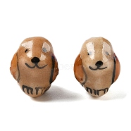 Hand-Painted Porcelain Beads, Animal, Dog, 17~18.5x13.5~14x16~16.5mm, Hole: 1.8mm(PORC-R001-01E)