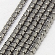 Electroplate Non-magnetic Synthetic Hematite Beads Strands, Column, Grade A, Platinum Plated, 2x2mm, Hole: 1mm, about 200pcs/strand, 16 inch(G-J163-2x2mm-05)