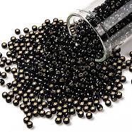 TOHO Round Seed Beads, Japanese Seed Beads, (2210) Silver Lined Jet Black Opaque, 8/0, 3mm, Hole: 1mm, about 222pcs/10g(X-SEED-TR08-2210)