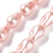 Electroplated Shell Pearl Beads Strands, Nuggets, Misty Rose, 21~22.5x14.5~15.5x13~13.5mm, Hole: 1.2mm, about 19pcs/strand, 15.94~16.34 inch(40.5~41.5cm)(BSHE-G035-01A-03)
