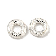 925 Sterling Silver Beads, Textured Ring, Silver Color Plated, Silver, 5.8x1mm, Hole: 2.5mm, about 45pcs/10g(STER-C007-02B-S)