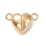 Brass Magnetic Clasps, Heart, Real 18K Gold Plated, 9.5x14.5x6.5mm, Hole: 1.5mm(KK-C031-33G)