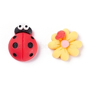 Opaque Resin Cabochons, Ladybird & Flower, Mixed Color, Ladybird: 14x11.5x7mm, Flower: 12x13x5mm.(RESI-Z001-28)
