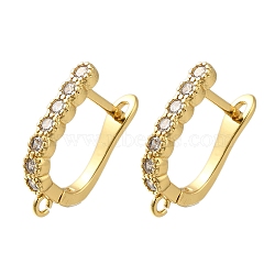 Rack Plating Brass Micro Pave Cubic Zirconia Hoop Earring Findings, Long-Lasting Plated, Lead Free & Cadmium Free, Real 18K Gold Plated, 18.5x13x3mm, Hole: 1.4mm, Pin: 0.8mm(EJEW-H143-05G)