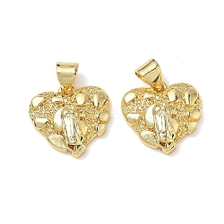 Brass Charms, Lead Free & Cadmium Free, Long-Lasting Plated, Rack Plating, Virgin Mary, Heart Charm, 14.5x15x4mm, Hole: 5x3mm(KK-L253-19G-02)