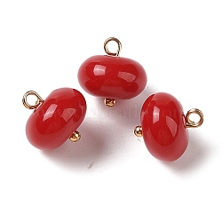 Acrylic Pendants, with Brass Loops, Flat Round, Red, 12x12mm, Hole: 1.6mm(MACR-C033-12E)