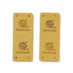 PU Leather Labels, Handmade Embossed Tag, with Holes, for DIY Jeans, Bags, Shoes, Hat Accessories, Rectangle, Goldenrod, 51x21x1.5mm, Hole: 1.8mm(DIY-C057-01B)