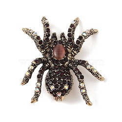 Holloween Spider Alloy Rhinestone Brooches, Antique Golden, Amethyst, 45x38mm(JEWB-S023-02A)