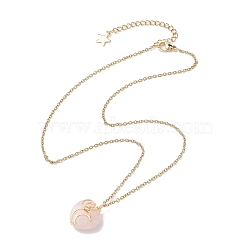 Natural Rose Quartz Heart Pendant Necklaces, with 304 Stainless Steel Cable Chains, 18.39 inch(46.7cm)(NJEW-JN04683-02)