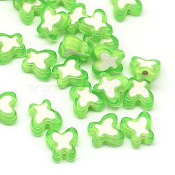 Transparent Butterfly Acrylic Beads, Bead in Bead, Lawn Green, 10x10x4mm, Hole: 2mm, about 1730pcs/500g(TACR-Q007-01E)