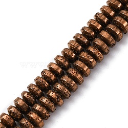 Electroplated Natural Lava Rock Beads Strands, Disc, Copper Plated, 6~6.5x3~3.5mm, Hole: 1.2mm, about 124pcs/strand, 15.75''(40cm)(G-A256-E01-01D)