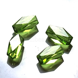 Imitation Austrian Crystal Beads, Grade AAA, K9 Glass, Faceted, Column, Yellow Green, 11x7.5mm, Hole: 0.7~0.9mm(SWAR-F055-12x6mm-17)