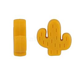 20Pcs Cactus Food Grade Eco-Friendly Silicone Focal Beads, Chewing Beads For Teethers, DIY Nursing Necklaces Making, Orange, 29x23x8mm, Hole: 2mm(JX906D)
