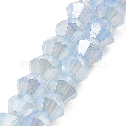Imitation Jade Glass Beads Strands, AB Color Plated, Faceted, Bicone, Light Steel Blue, 4.5x4mm, Hole: 1mm, about 89~100pcs/strand, 13.31''~14.25''(33.8~36.2cm)(GLAA-P058-02A-07)