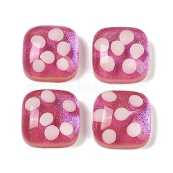 Translucent Epoxy Resin Glitter Powder Decoden Cabochons, Square, Camellia, 19.5x19.5x9mm(CRES-S367-01)