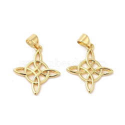 Brass Pendants, Irish Knot Charms, Real 16K Gold Plated, 21x18.5x1.5mm, Hole: 4x3.5mm(ZIRC-L103-057G)