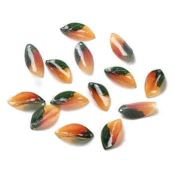 Acrylic Pendants, Leaf, Orange, 22~23x11x4~5mm, Hole: 1~1.4mm
