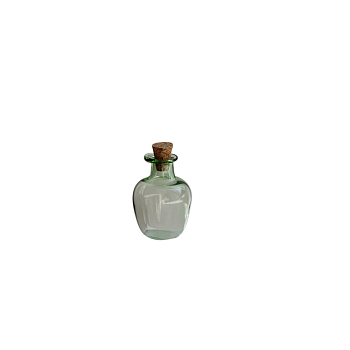 Miniature Glass Empty Wishing Bottles, with Cork Stopper, Micro Landscape Garden Dollhouse Accessories, Photography Props Decorations, Medium Sea Green, 20x27mm