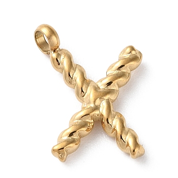 316 Surgical Stainless Steel Pendants & Charms, Golden, Letter X, 13x9.5x2mm, Hole: 2mm