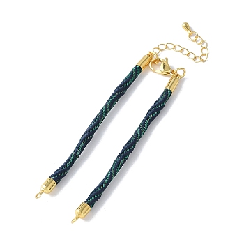 Nylon Cord Bracelets, for Connector Charm Bracelet Making, with Rack Plating Golden Lobster Claw Clasps & Chain Extenders, Long-Lasting Plated, Cadmium Free & Lead Free, Midnight Blue, 5-3/4~6x1/8x1/8 inch(14.7~15.2x0.3cm)