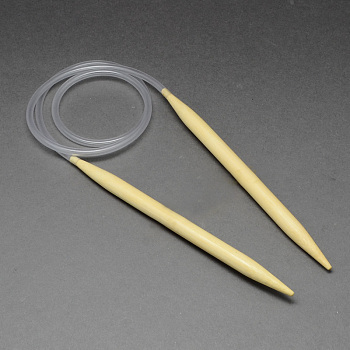 Rubber Wire Bamboo Circular Knitting Needles, More Size Available, Light Yellow, 780~800x3.0mm