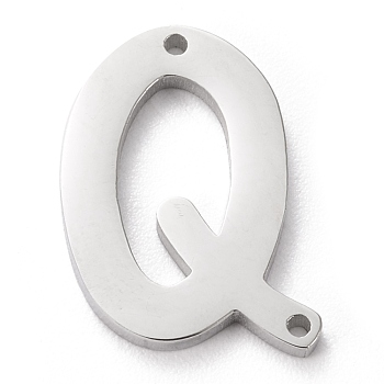 304 Stainless Steel Links Connectors, Initial Letter, Letter.Q, Q: 15.5x12x1.5mm, Hole: 0.9mm
