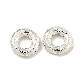 925 Sterling Silver Beads, Textured Ring, Silver Color Plated, Silver, 5.8x1mm, Hole: 2.5mm, about 45pcs/10g