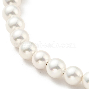 Shell Pearl Beaded Slider Bracelet with Brass Snake Chain(BJEW-B066-01B-01)-2