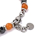 Natural Carnelian & Magnetic Synthetic Hematite Round Beaded Bracelet(BJEW-P339-02P-01)-3