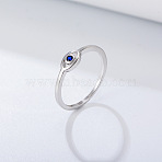 Evil Eye 925 Sterling Silver Micro Pave Cubic Zirconia Finger Rings for Women, Platinum, US Size 6(16.5mm)(FS-WG42376-02)