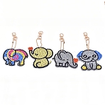 DIY 4Pcs Elephant Diamond Painting Keychain Kits, with Resin Rhinestone, Diamond Sticky Pen, Tray Plate and Glue Clay, Mixed Color, 7x6cm, 4pcs/set(DIY-WH0225-90)