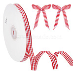 Polyester Ribbons, Tartan, for Clothes Accessories, Red, 3/8 inch(10mm), about 50.00 Yards(45.72m)/Roll(SRIB-WH0011-359A-01)