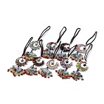 Natural Mixed Gemstone Moon with Chips Tassel Pendant Decorations, with Rack Plating Red Copper Plated Brass Findings, Cadmium Free & Lead Free, 205~208mm(G-L524-07R-A)