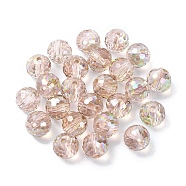 AB Color Plated Glass Beads, Faceted Round, Camel, 8x7mm, Hole: 1.5mm(EGLA-P059-02A-AB02)