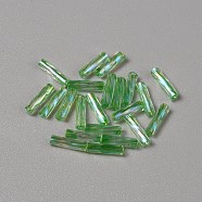 Transparent Colours Rainbow Glass Twist Bugle Beads, Round Hole, Medium Sea Green, 6x2mm, Hole: 0.9mm, 900pcs/bag(GLAA-WH0039-12H)