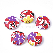 Imitation Leather Cabochons, with Aluminum Bottom, Flat Round, Platinum, Colorful, 15x5mm(WOVE-S118-17C)