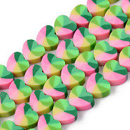 Handmade Polymer Clay Beads Strands, for DIY Jewelry Crafts Supplies, Heart, Pearl Pink, 9x10x4mm, Hole: 1.5mm, about 40~41pcs/strand, 13.39 inch~13.78 inch(34~35cm)(X-CLAY-N008-002A)