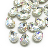 DIY Pointed Back K9 Glass Rhinestone Cabochons, Random Color Back Plated, Faceted, teardrop, Colorful, 10x7x3.8mm(RGLA-T052-7x10mm-01)