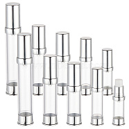 10Pcs 5 Styles Plastic Pump Bottles, with Alumite Cover, Refillable Lotion Bottle, Column, Platinum, 2.2~2.95x8.26~16.25cm, Capacity: 5~30ml(0.17~1.01fl. oz), 2pcs/style(MRMJ-OC0003-79A)
