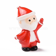 Christmas Theme Resin Display Decoration, for Home Decoration, Photographic Prop, Dollhouse Accessories, Waving Santa Claus, Red, 37x22.5x17.5mm(RESI-H141-26)